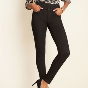 Ann Taylor Sculpting Pocket High Rise Skinny Jeans In Jet Black Wash Size 6